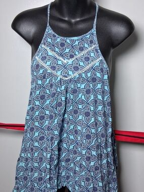 Hollister Light Blue & Navy Printed Halter Tank